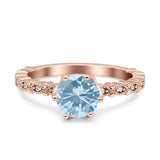 Art Deco Round Engagement Ring Simulated Cubic Zirconia 925 Sterling Silver