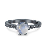 Vintage Dainty Round Natural Moonstone Engagement Ring