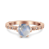 Vintage Dainty Round Natural Moonstone Engagement Ring