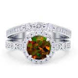 Halo Bridal Set Piece Round Wedding Band Ring Cubic Zirconia 925 Sterling Silver