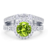 Halo Bridal Set Piece Round Wedding Band Ring Cubic Zirconia 925 Sterling Silver