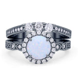 Halo Bridal Set Piece Round Wedding Band Ring Cubic Zirconia 925 Sterling Silver