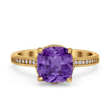 Elegant Hidden Halo Cushion Engagement Ring Cubic Zirconia 925 Sterling Silver