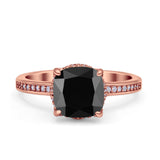 Elegant Hidden Halo Cushion Engagement Ring Cubic Zirconia 925 Sterling Silver