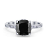 Elegant Hidden Halo Cushion Engagement Ring Cubic Zirconia 925 Sterling Silver