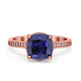Elegant Hidden Halo Cushion Engagement Ring Cubic Zirconia 925 Sterling Silver