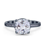 Elegant Hidden Halo Cushion Engagement Ring Cubic Zirconia 925 Sterling Silver