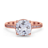 Elegant Hidden Halo Cushion Engagement Ring Cubic Zirconia 925 Sterling Silver