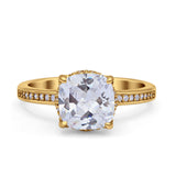 Elegant Hidden Halo Cushion Engagement Ring Cubic Zirconia 925 Sterling Silver