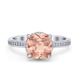 Elegant Hidden Halo Cushion Engagement Ring Cubic Zirconia 925 Sterling Silver