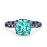 Elegant Hidden Halo Cushion Engagement Ring Cubic Zirconia 925 Sterling Silver