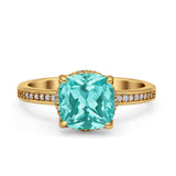 Elegant Hidden Halo Cushion Engagement Ring Cubic Zirconia 925 Sterling Silver