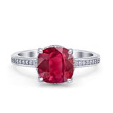 Elegant Hidden Halo Cushion Engagement Ring Cubic Zirconia 925 Sterling Silver