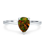 Solitaire Pear Hidden Halo Engagement Ring Cubic Zirconia 925 Sterling Silver