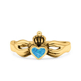 Petite Dainty Heart Lab Opal Ring Solid Oxidized 925 Sterling Silver