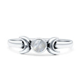Moon Thumb Ring Statement Fashion Oxidized Lab Created Opal Solid 925 Sterling Silver
