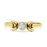 Moon Thumb Ring Statement Fashion Oxidized Lab Created Opal Solid 925 Sterling Silver