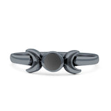 Moon Thumb Ring Statement Fashion Oxidized Lab Created Opal Solid 925 Sterling Silver