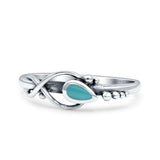 Celtic Infinity Pear Thumb Ring Fashion Oxidized Lab Created Opal Solid 925 Sterling Silver