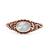 Petite Dainty Vintage Style Oval Thumb Ring Statement Fashion Oxidized Solid 925 Sterling Silver