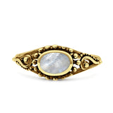 Petite Dainty Vintage Style Oval Thumb Ring Statement Fashion Oxidized Solid 925 Sterling Silver