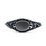 Petite Dainty Vintage Style Oval Thumb Ring Statement Fashion Oxidized Solid 925 Sterling Silver