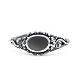 Petite Dainty Vintage Style Oval Thumb Ring Statement Fashion Oxidized Solid 925 Sterling Silver