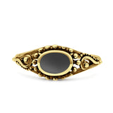 Petite Dainty Vintage Style Oval Thumb Ring Statement Fashion Oxidized Solid 925 Sterling Silver
