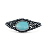 Petite Dainty Vintage Style Oval Thumb Ring Statement Fashion Oxidized Solid 925 Sterling Silver