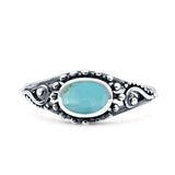 Petite Dainty Vintage Style Oval Thumb Ring Statement Fashion Oxidized Solid 925 Sterling Silver