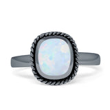 Cushion Cut Oxidized Twisted Rope Lab Created Thumb Ring 925 Sterling Silver