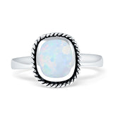 Cushion Cut Oxidized Twisted Rope Lab Created Thumb Ring 925 Sterling Silver