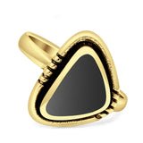Triangular Ring Turquoise & Black Onyx Oxidized 925 Sterling Silver