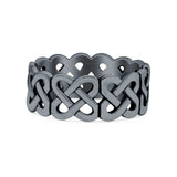 Celtic Oxidized Band Solid 925 Sterling Silver Thumb Ring (7mm)