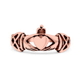 Claddagh Ring Oxidized Band Solid 925 Sterling Silver Thumb Ring (8mm)
