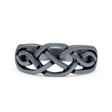 Celtic Ring Oxidized Band Solid 925 Sterling Silver Thumb Ring (9mm)
