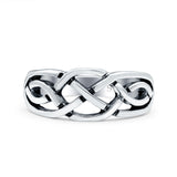 Celtic Ring Oxidized Band Solid 925 Sterling Silver Thumb Ring (9mm)