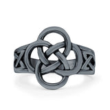 Celtic Ring Oxidized Band Solid 925 Sterling Silver Thumb Ring (10mm)