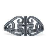Cross Plain Ring Filigree Celtic 925 Sterling Silver
