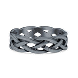 Celtic Oxidized Band Solid 925 Sterling Silver Thumb Ring (6mm)