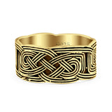 Celtic Ring Oxidized Band Solid 925 Sterling Silver Thumb Ring (9mm)