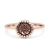 Sunflower Ring Band Band 925 Sterling Silver Oxidized Plain Ring  9mm