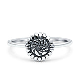 Sunflower Ring Band Band 925 Sterling Silver Oxidized Plain Ring  9mm
