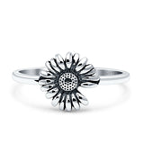 Loves Sunflower Oxidized Trendy Band Solid 925 Sterling Silver Thumb Ring (9.5mm)