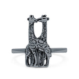 Giraffe Ring Oxidized Band Solid 925 Sterling Silver Thumb Ring (18mm)
