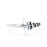 Caduceus Ring Oxidized Band Solid 925 Sterling Silver Thumb Ring (10mm)