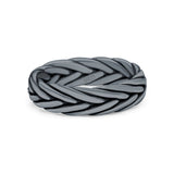 Rounded Braided Ring Oxidized Band Solid 925 Sterling Silver Thumb Ring (5mm)