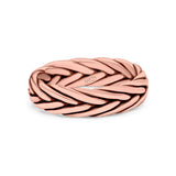 Rounded Braided Ring Oxidized Band Solid 925 Sterling Silver Thumb Ring (5mm)