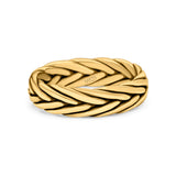 Rounded Braided Ring Oxidized Band Solid 925 Sterling Silver Thumb Ring (5mm)