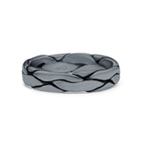Snake Skin Ring Oxidized Band Solid 925 Sterling Silver Thumb Ring (5mm)